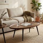 طاولة وسط خشبية بتصميم بيضاوي