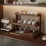 ركن تنظيم أكواب القهوة والضيافة الخشبي - 1