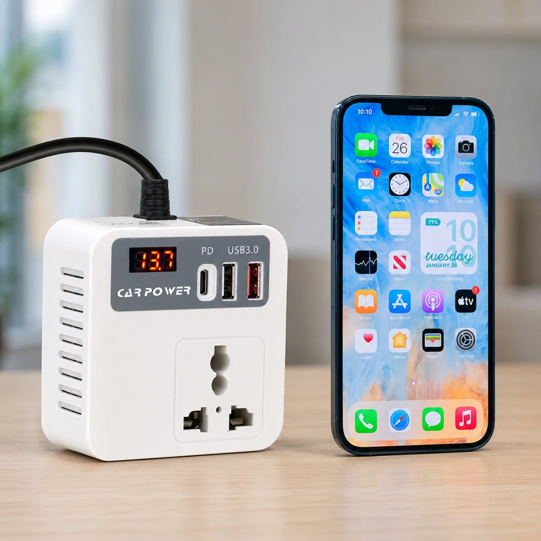 محول بطارية للسيارة بمخارج كهرباء وUSB - صورة 11