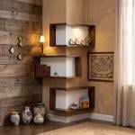 رفوف زاوية للديكور بتصميم خشبي - 1