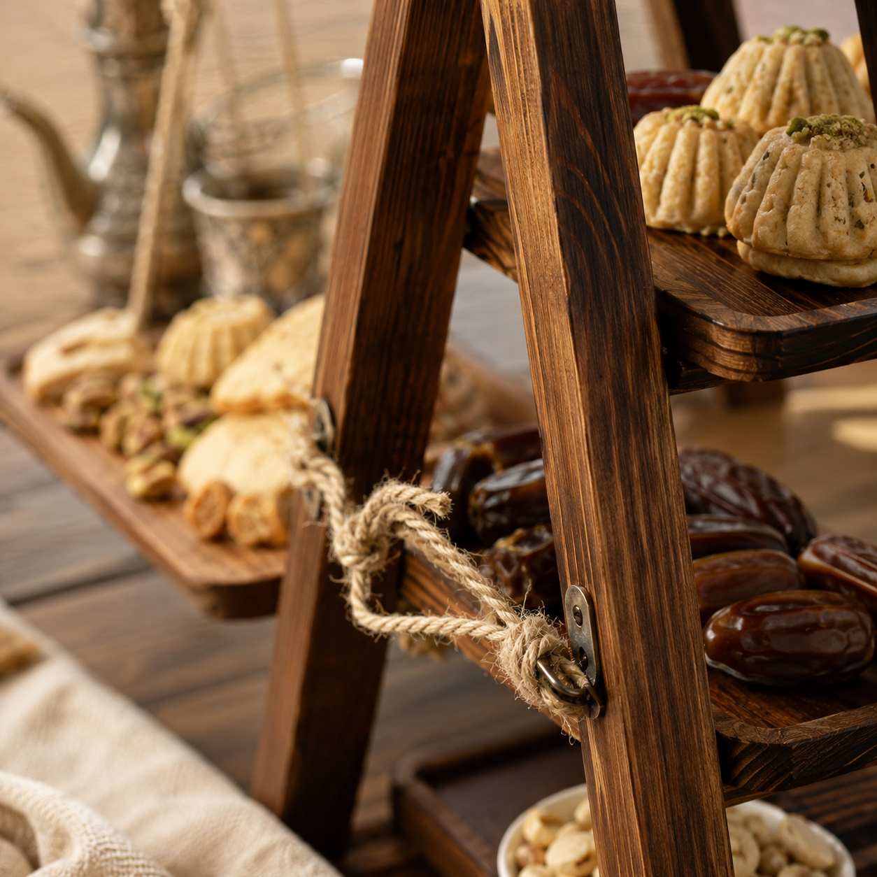 Wooden Swing-Style Buffet Stand for Events product thumbnail 12