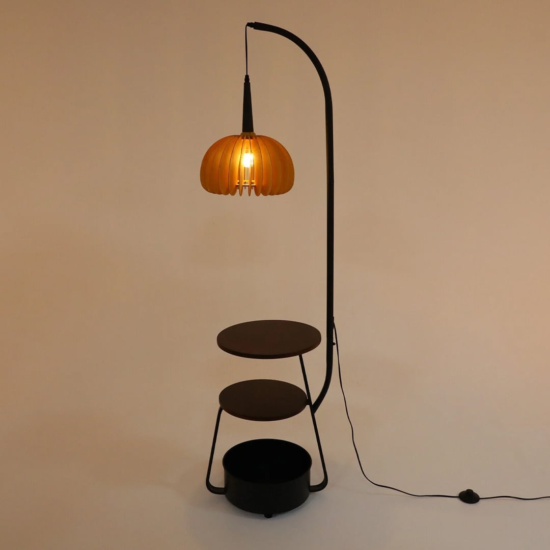 Modern Floor Lamp with Built-In Shelves - 5
