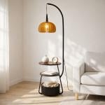 Modern Floor Lamp with Built-In Shelves - 1