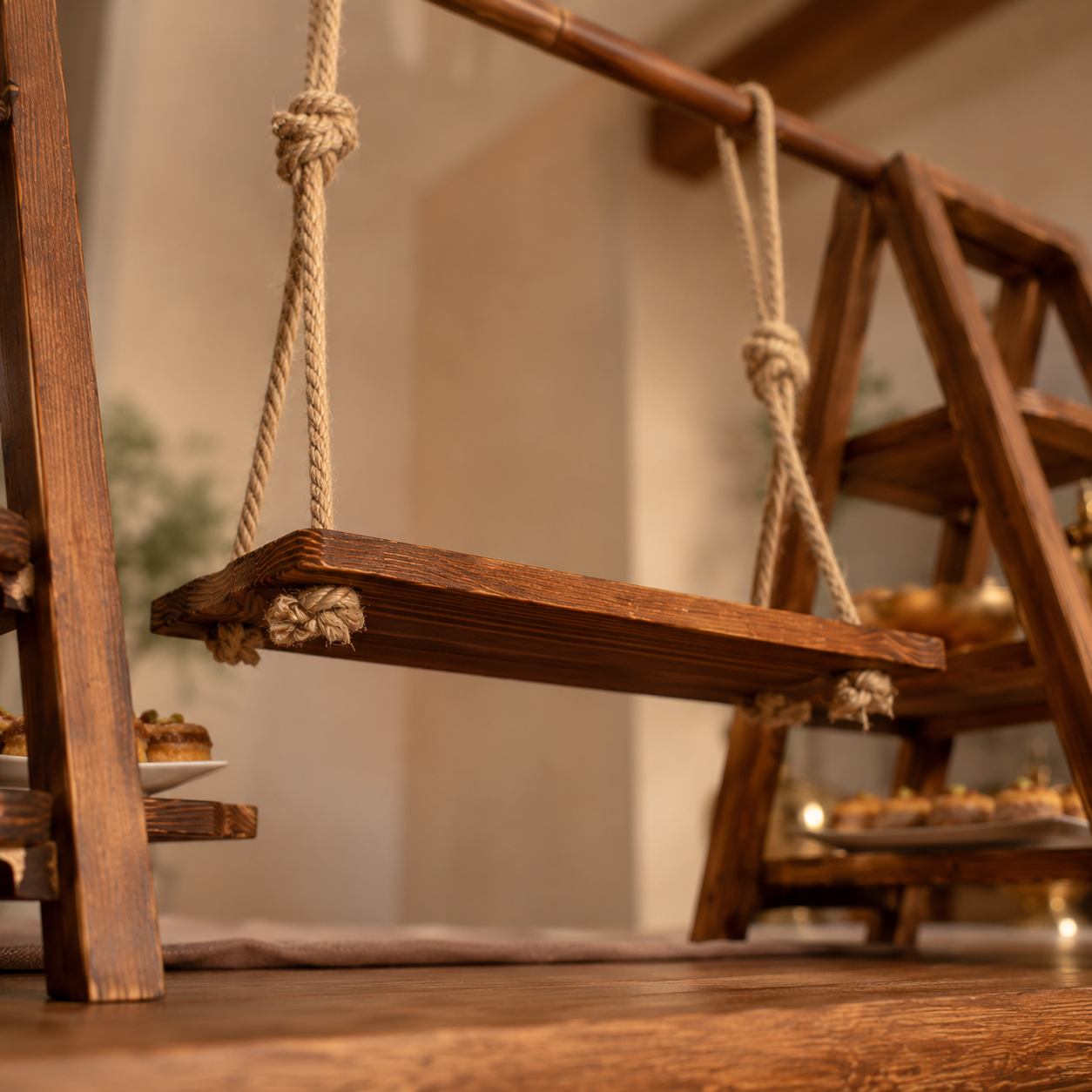 Wooden Swing-Style Buffet Stand for Events product thumbnail 13