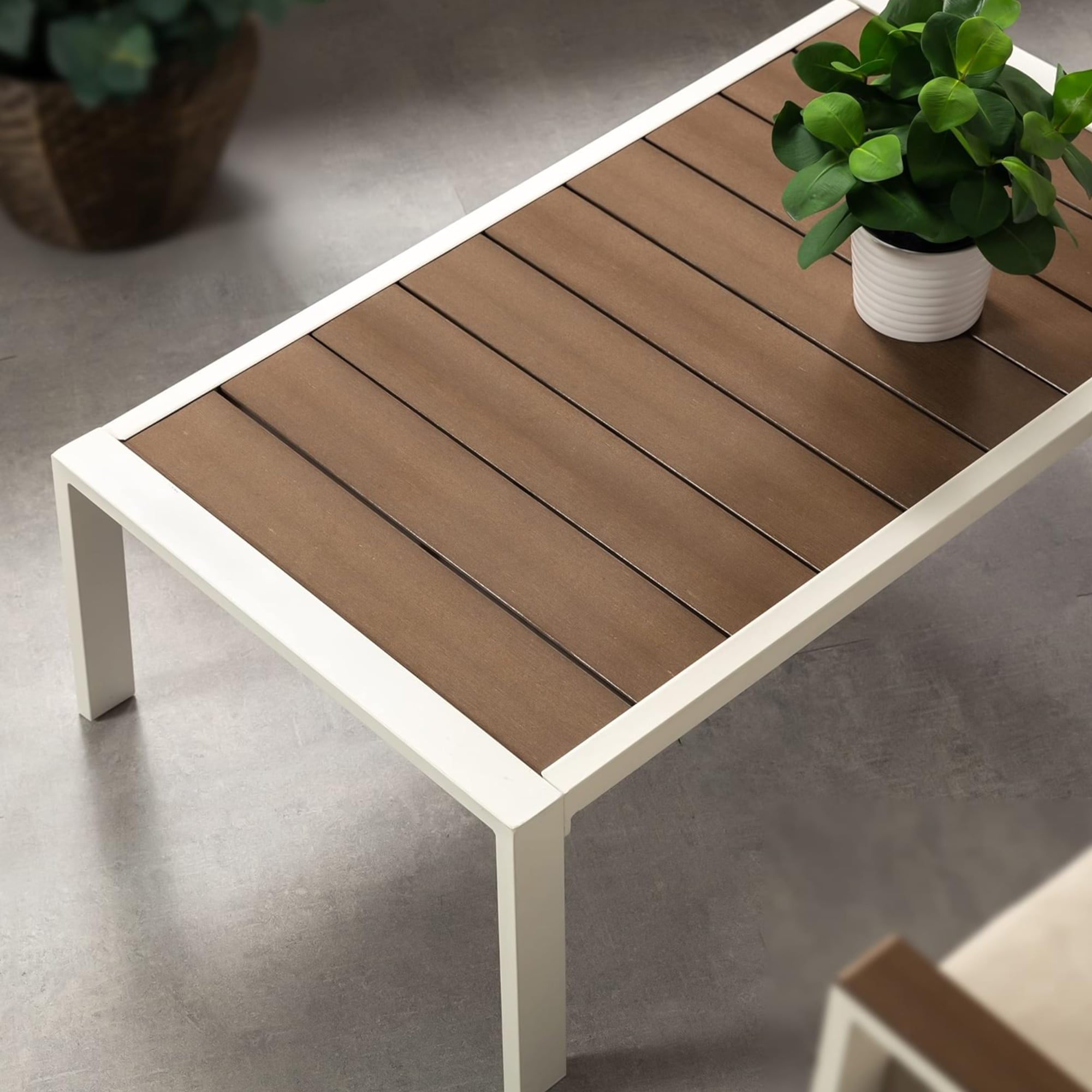 طقم مقاعد للتراس بلمسة خشبية–4 مقاعد - 5