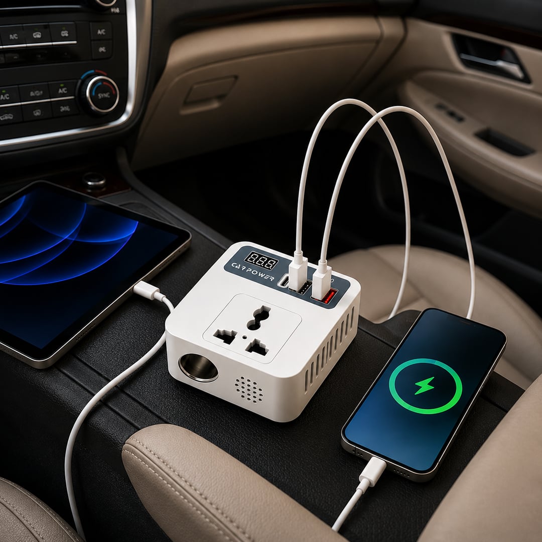 محول بطارية للسيارة بمخارج كهرباء وUSB - صورة 2