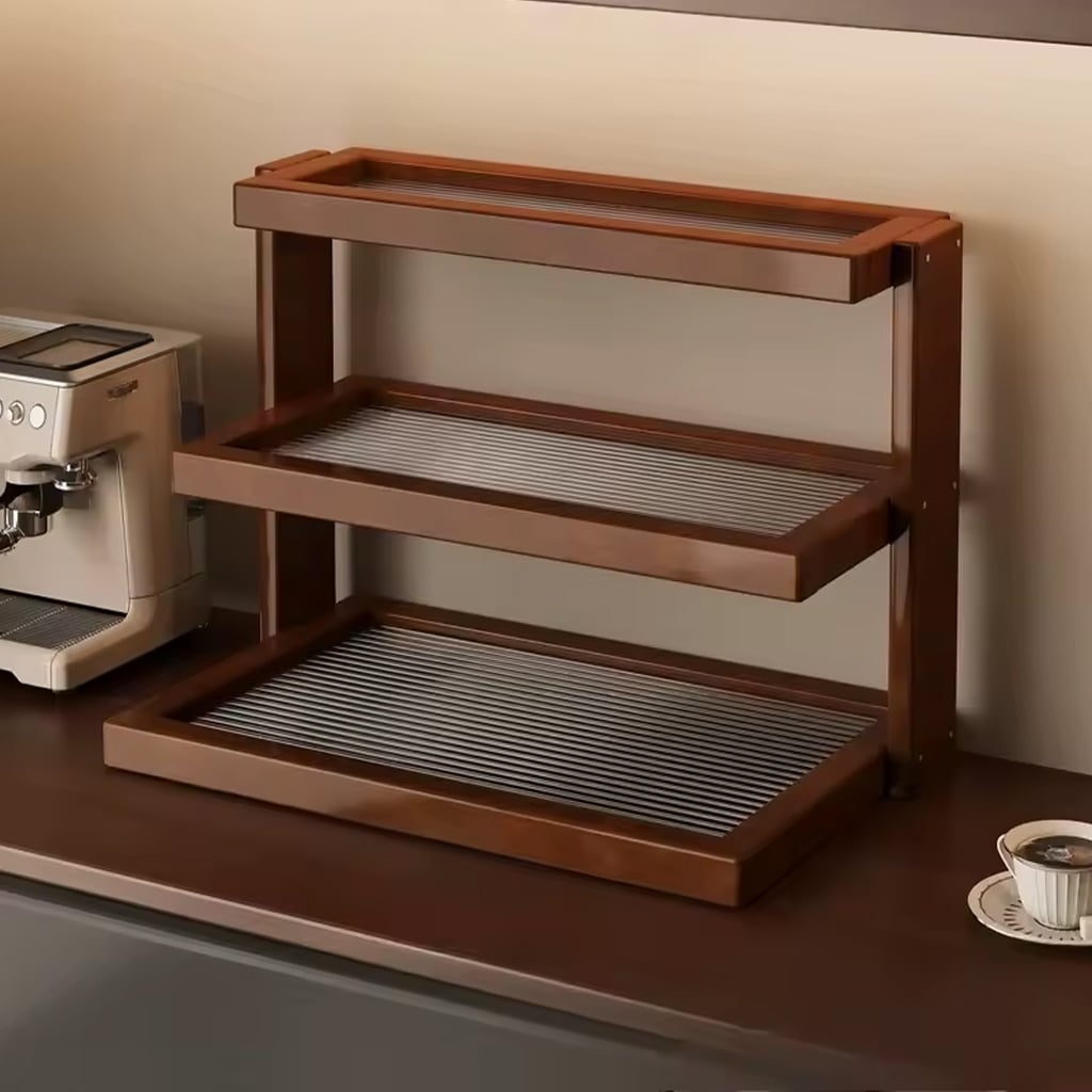 ركن تنظيم أكواب القهوة والضيافة الخشبي - 5