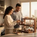 ركن تنظيم أكواب القهوة والضيافة الخشبي - 3