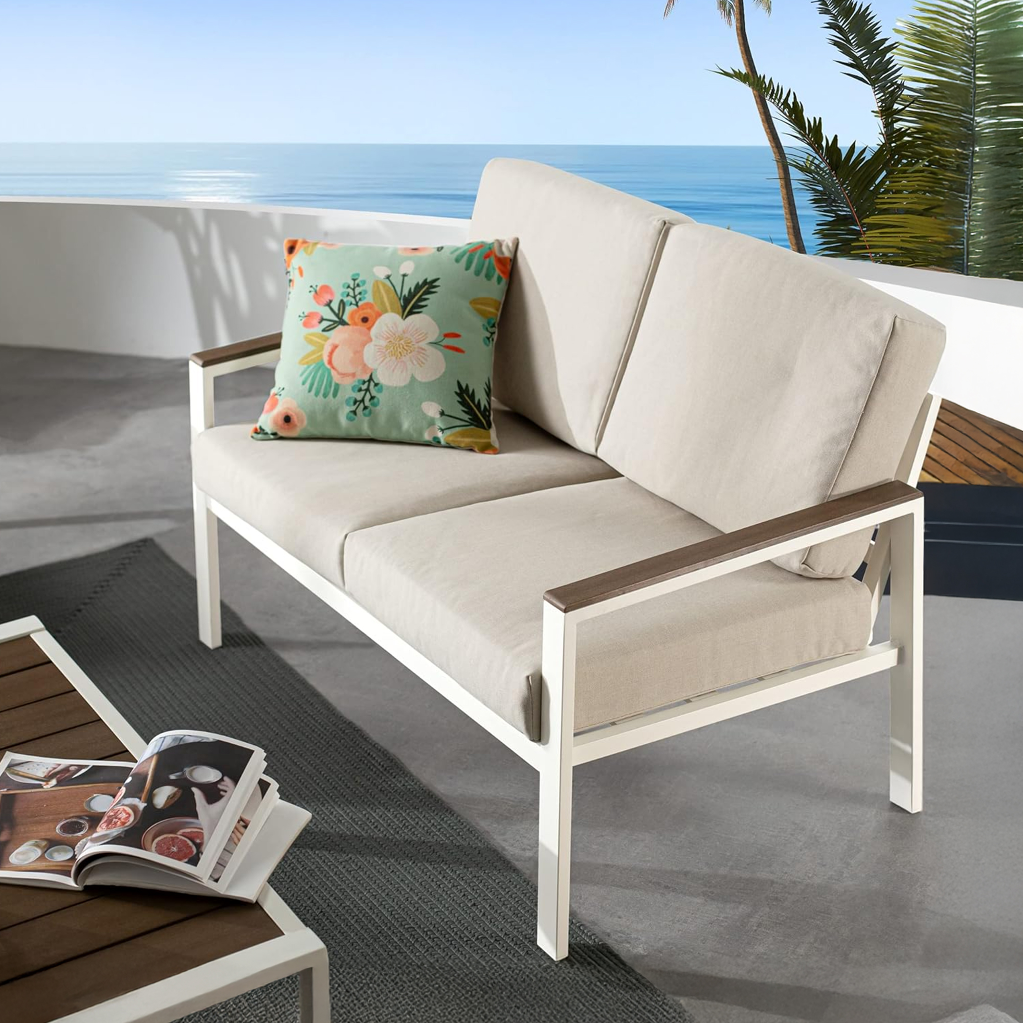 طقم مقاعد للتراس بلمسة خشبية–4 مقاعد - 3