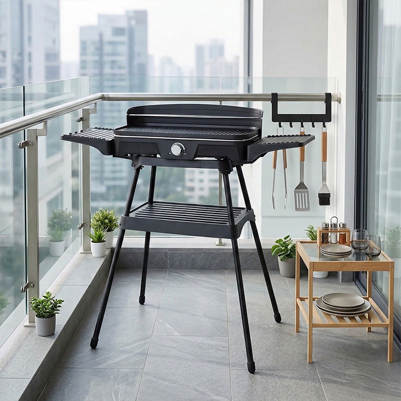 شواية كهربائية مع رف سفلي للتقديم والتخزين - 16