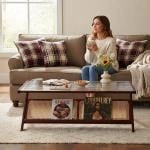 طاولة وسط خشبية مع رف تنظيم للكتب - 6