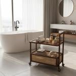 ترولي ضيافة بعجلات مع صندوق تخزين سفلي - 10