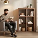 مكتبة عرض وتخزين خشبية - 5