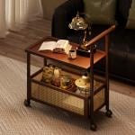 ترولي ضيافة بعجلات مع صندوق تخزين سفلي - 6