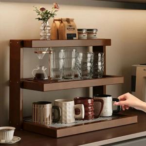 ركن تنظيم أكواب القهوة والضيافة الخشبي - 3