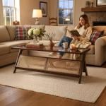 طاولة وسط خشبية مع رف تنظيم للكتب - 7