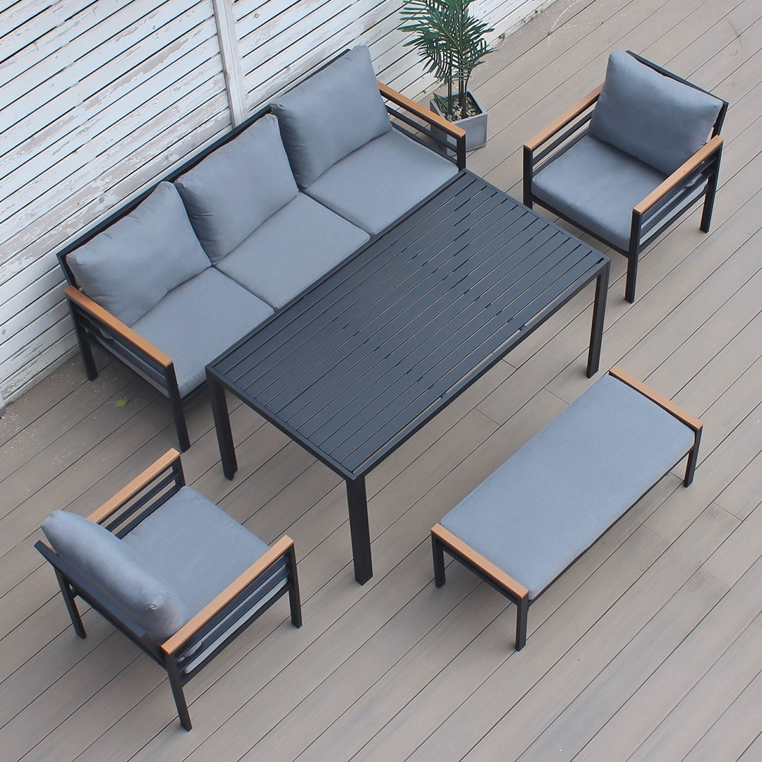 طقم جلوس خارجي مودرن مع بنش – 5 مقاعد - 8