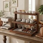 ركن تنظيم أكواب القهوة والضيافة الخشبي - 10