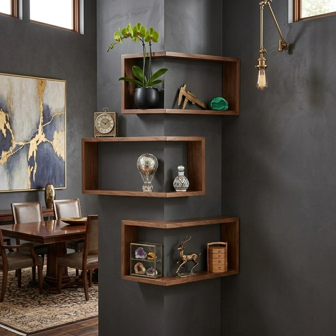 رفوف زاوية للديكور بتصميم خشبي - 7