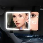 مرآة مكياج مضيئة للسيارة مع تكبير 3X - 11