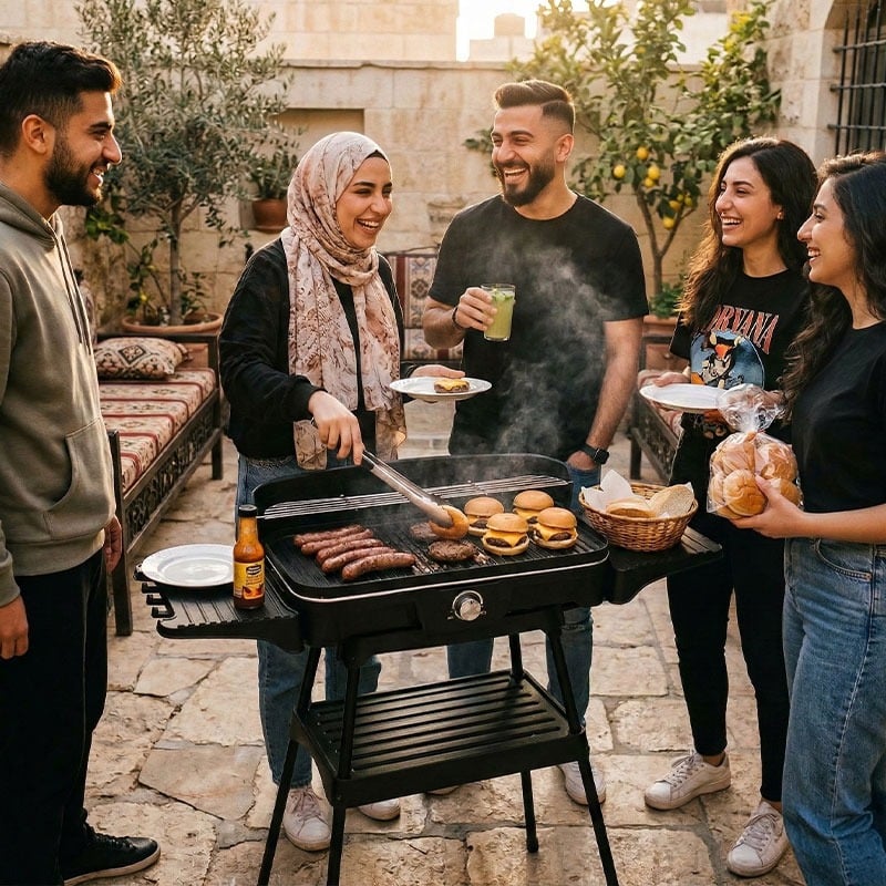 شواية كهربائية مع رف سفلي للتقديم والتخزين - 14