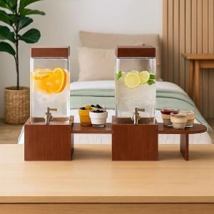 موزع المشروبات مع ستاند خشبي