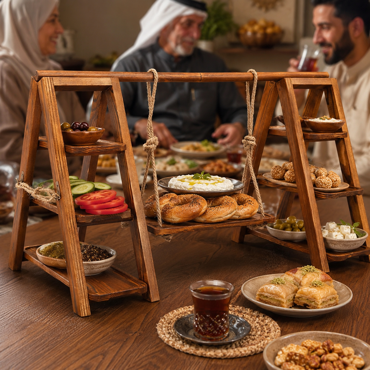 Wooden Swing-Style Buffet Stand for Events product thumbnail 11