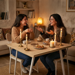 طاولة طعام خشبية مع كرسيين - 9