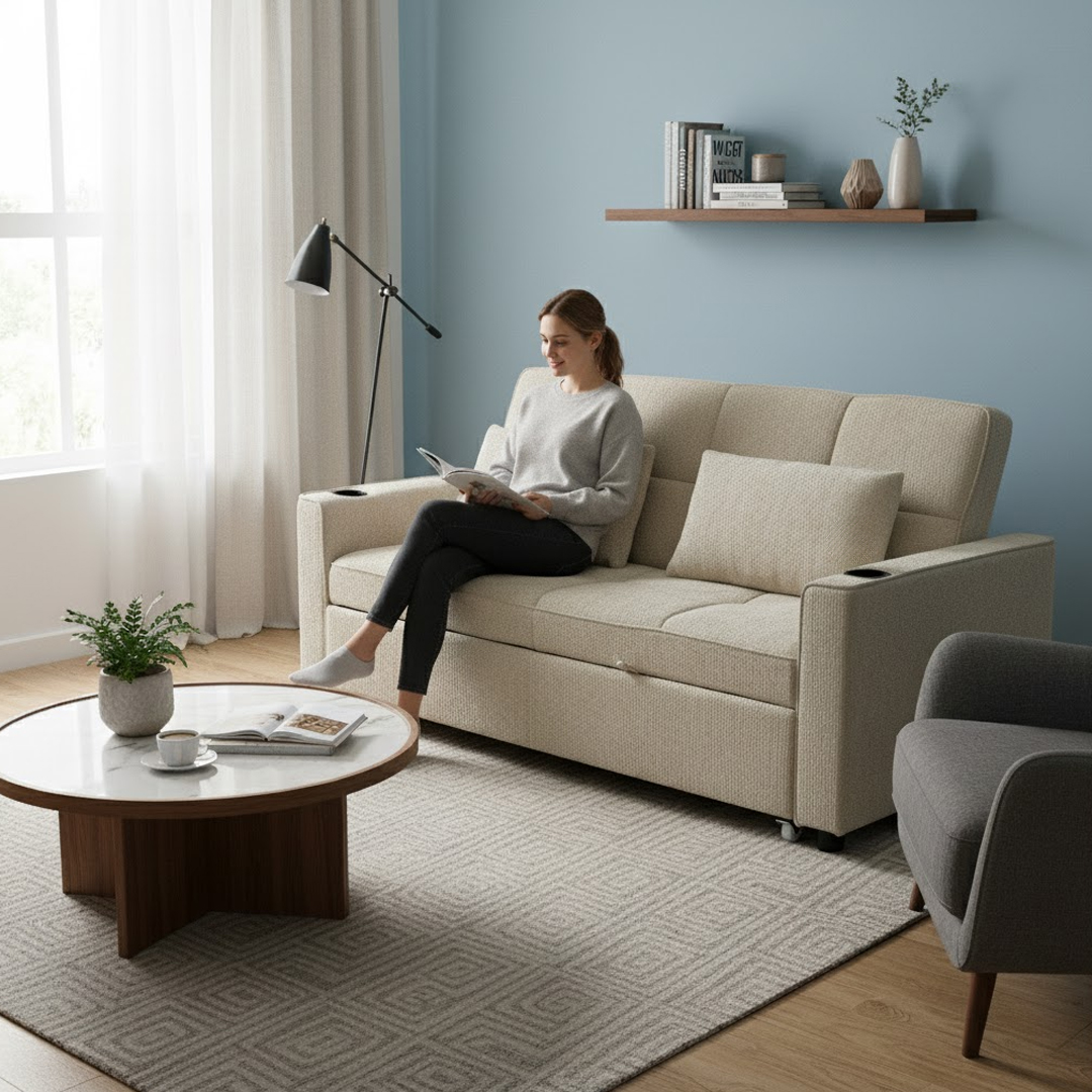 Premium Sofa Bed with Built-In Cup Holders product thumbnail 9