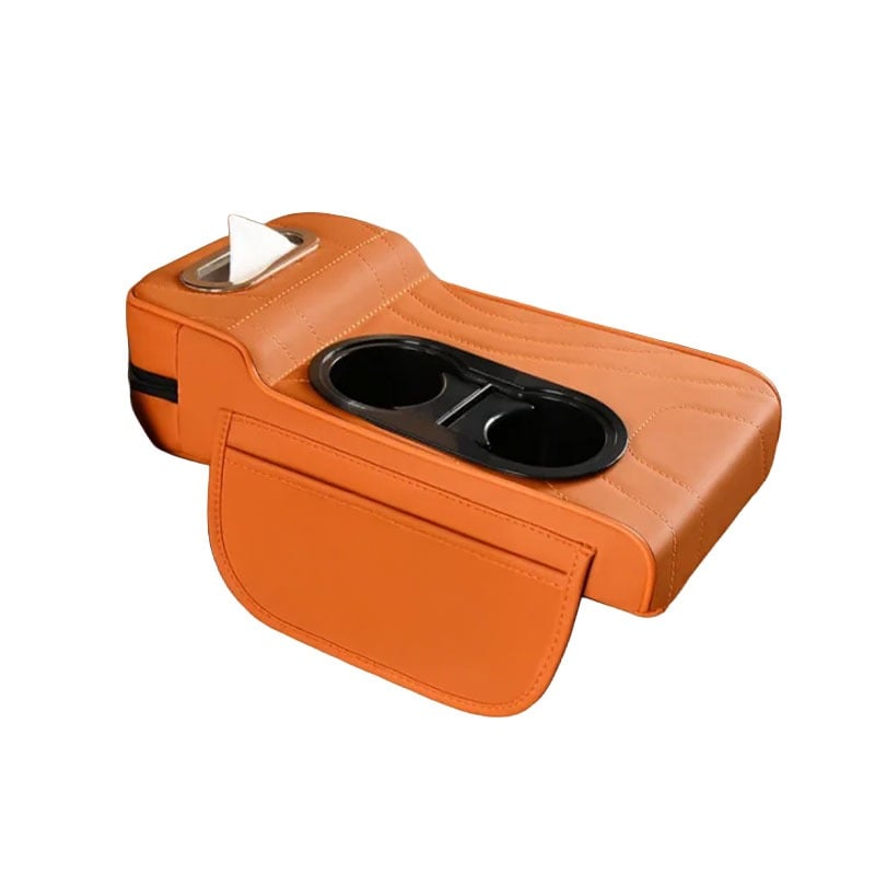 مسند سيارة من الجلد الفاخر مع حامل أكواب - 6