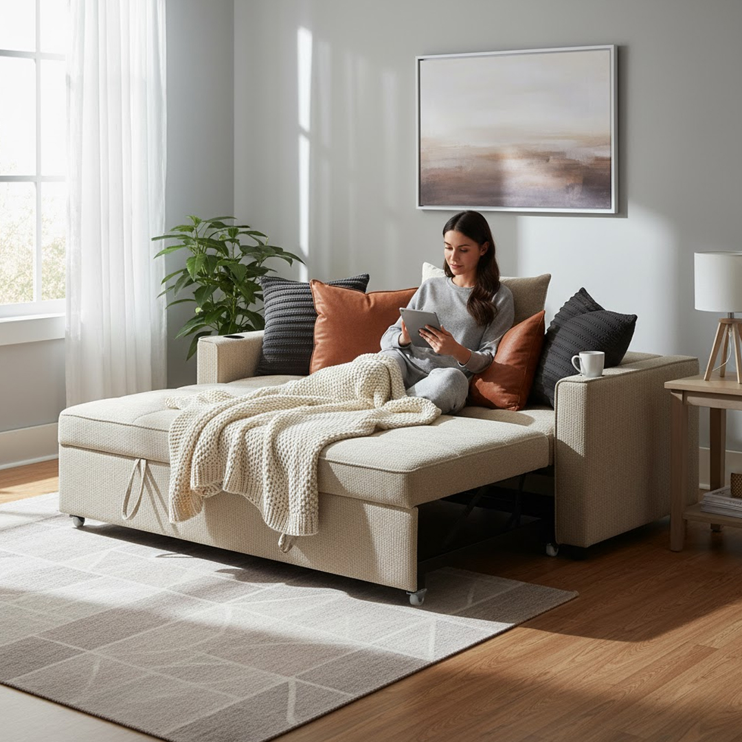 Premium Sofa Bed with Built-In Cup Holders product thumbnail 17