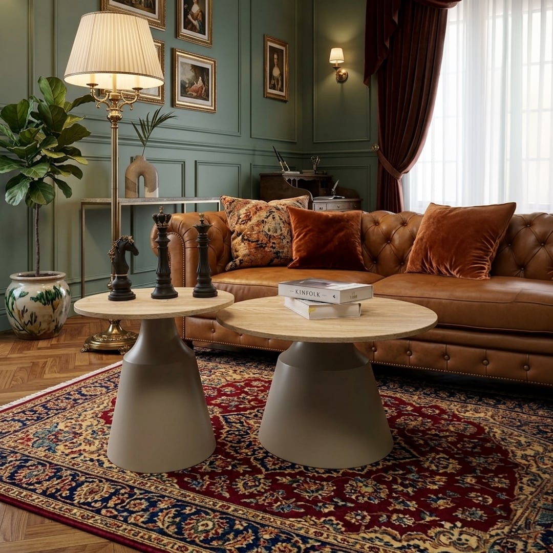 طقم طاولات وسط بتصميم دائري - 6