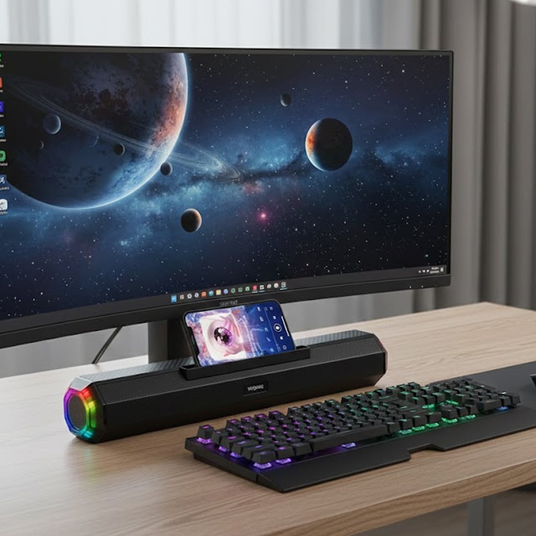 سماعة بلوتوث محمولة مع إضاءة RGB - 1