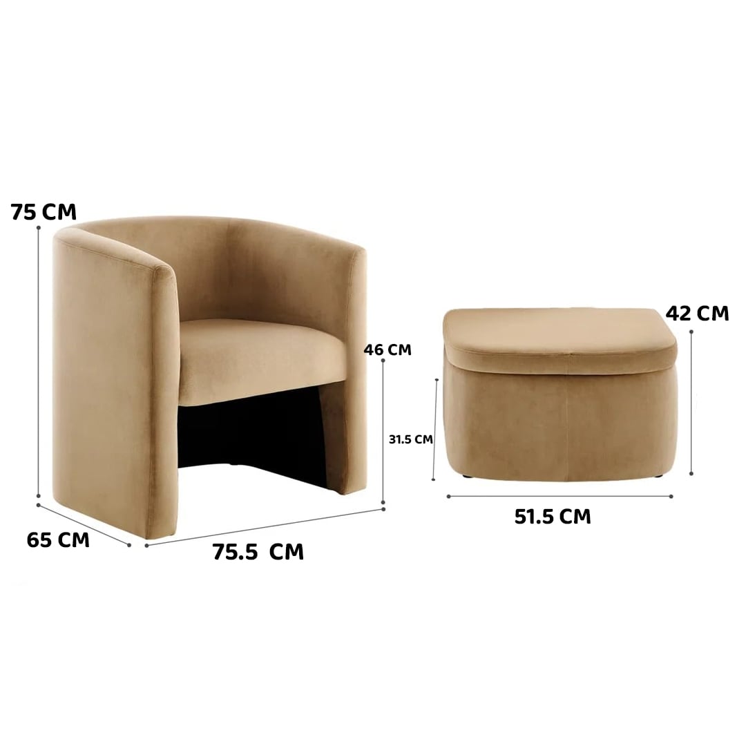 Luxury Velvet Lounge Chair with Footrest product thumbnail 13