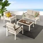 طقم مقاعد للتراس بلمسة خشبية–4 مقاعد - 1