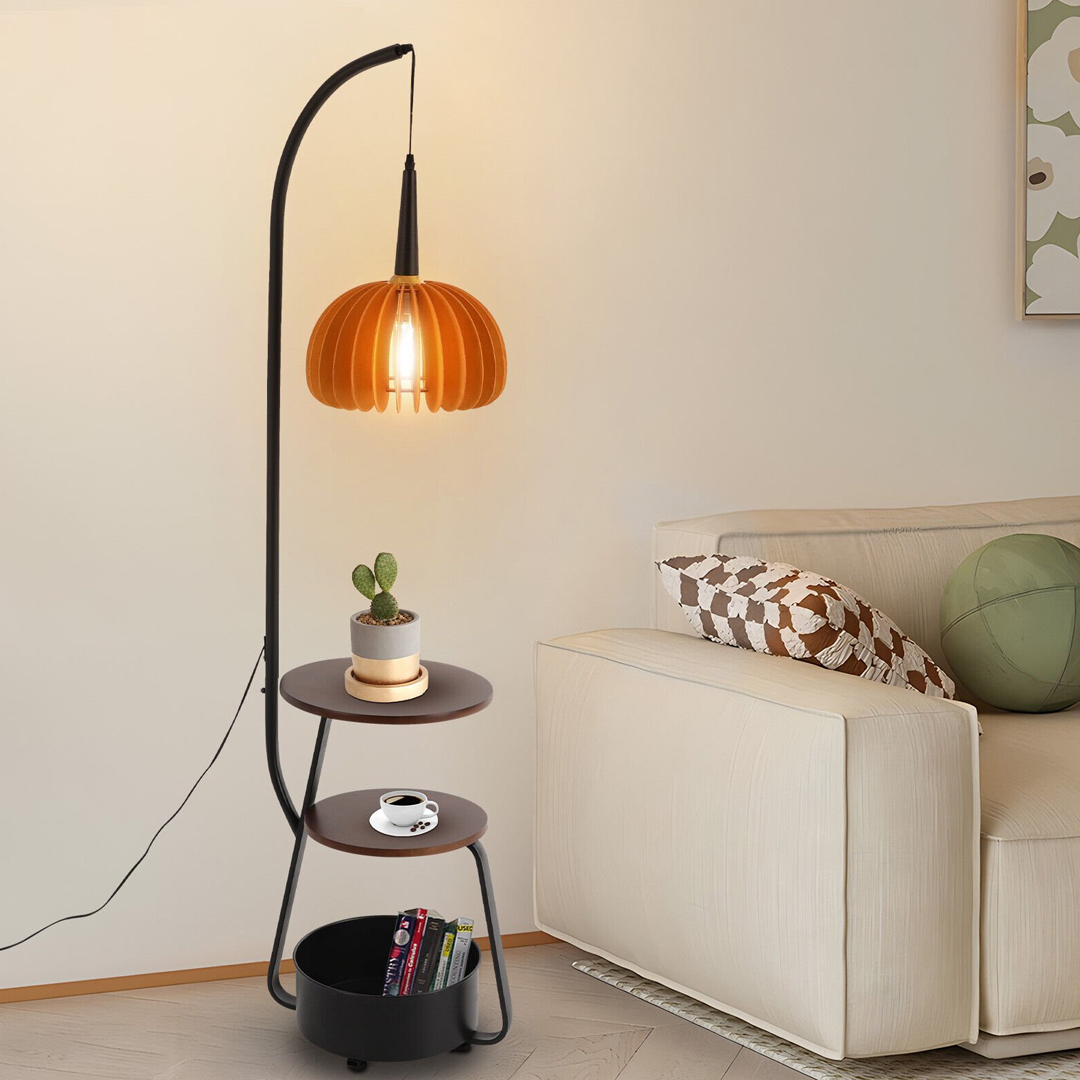 Modern Floor Lamp with Built-In Shelves - 9