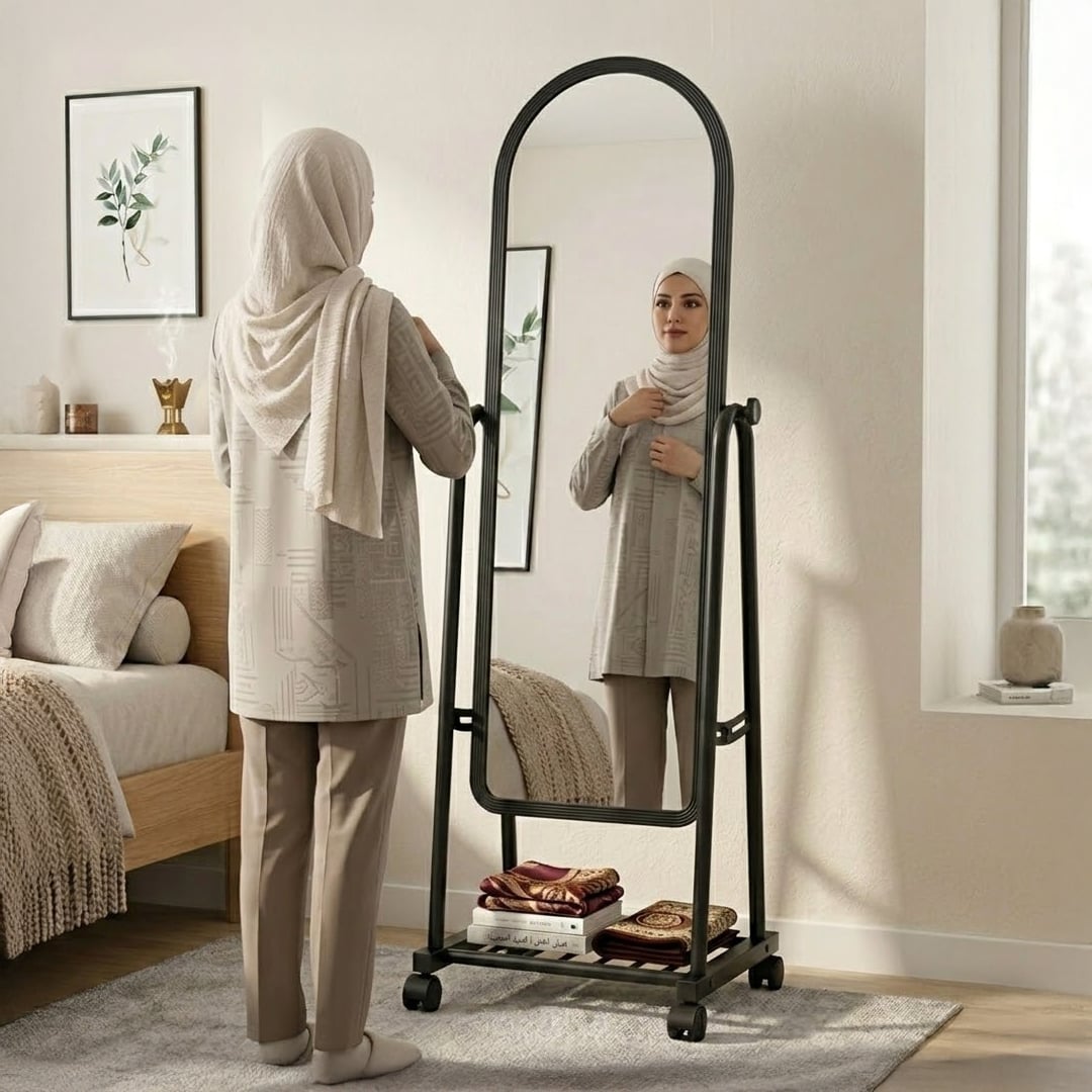مرآة متحركة مع رف سفلي - 1
