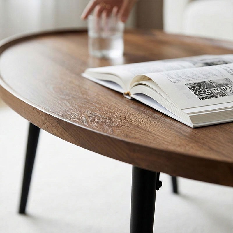 طاولة وسط خشبية بتصميم بيضاوي - 5