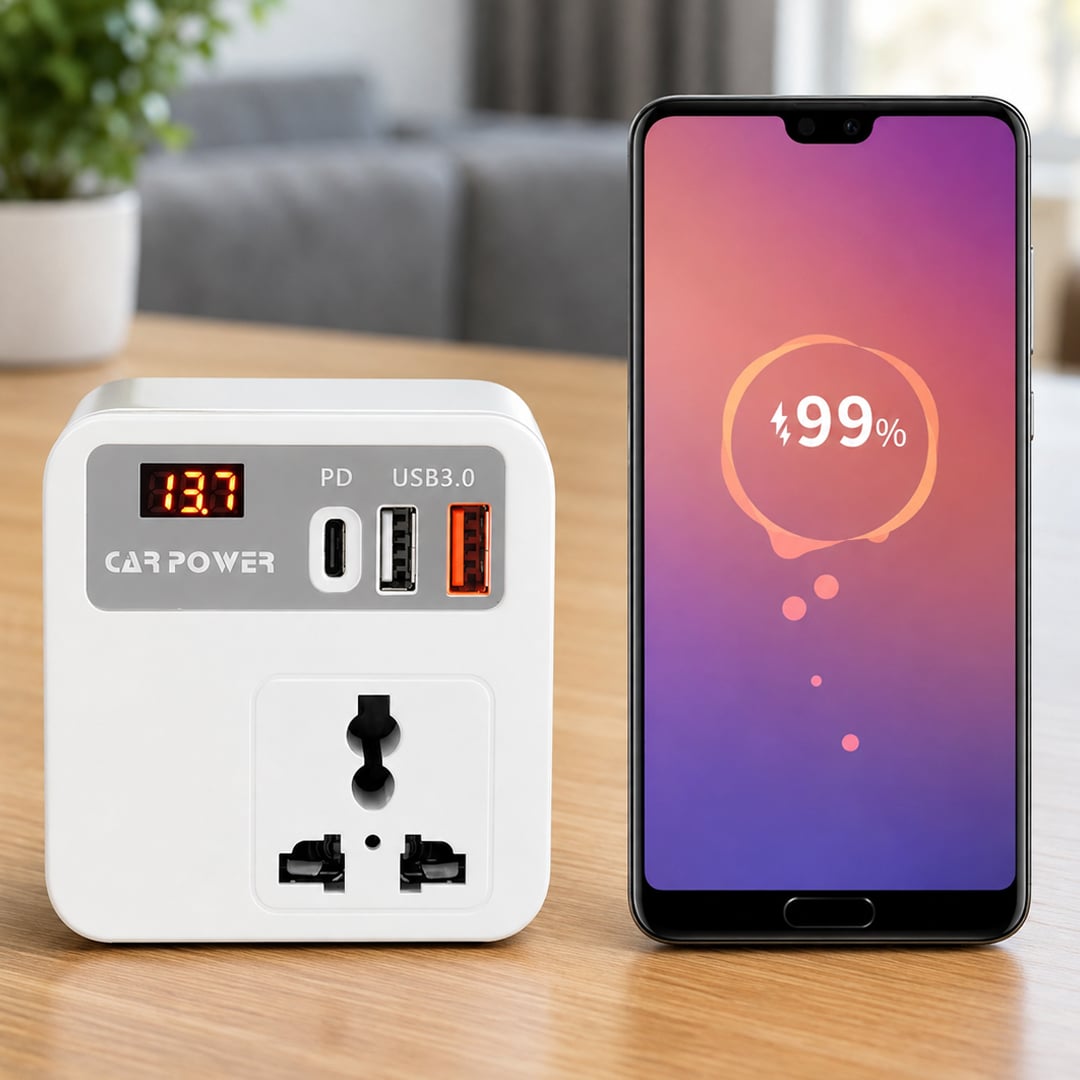 محول بطارية للسيارة بمخارج كهرباء وUSB - صورة 4
