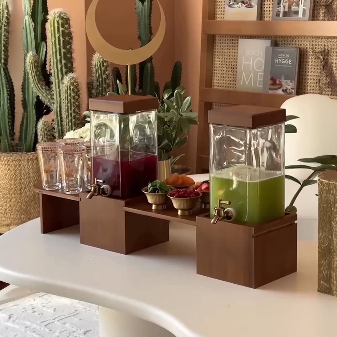 موزع المشروبات مع ستاند خشبي - 2