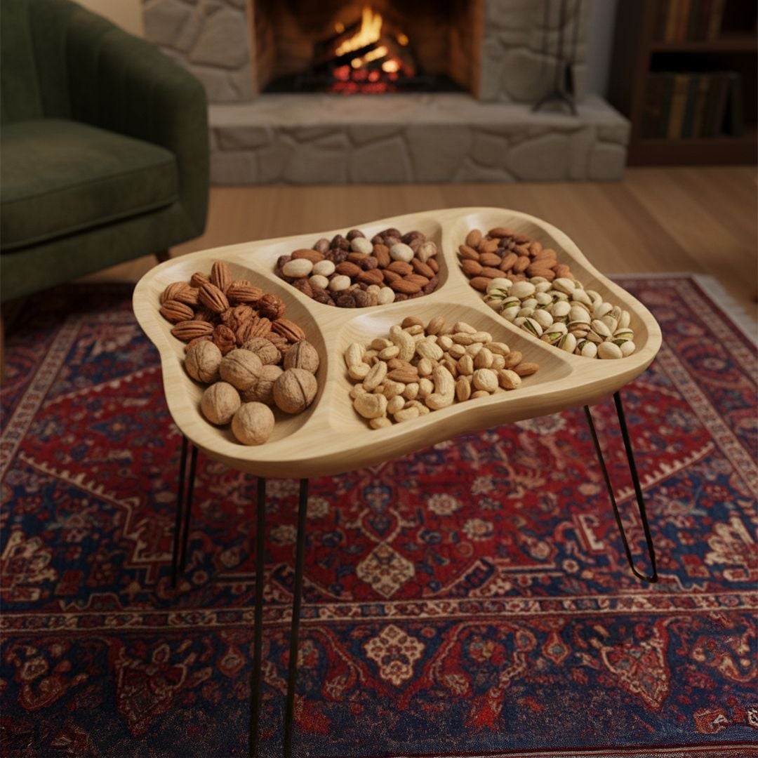 طاولة خشبية لتقديم المكسرات - 2