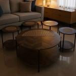 طقم طاولات خشبي مزدوج بلمسات بامبو 5 قطع - 8