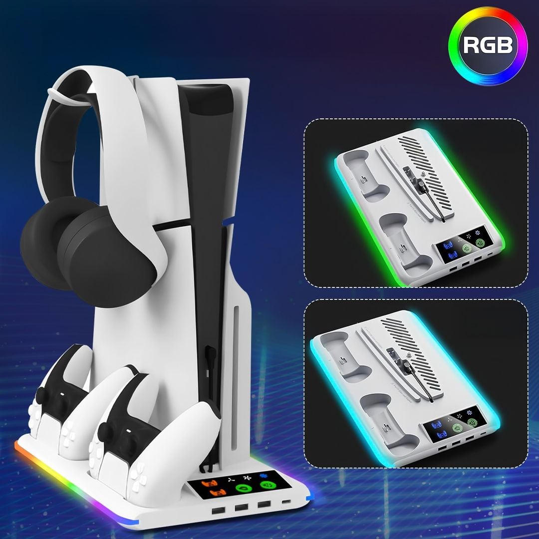 قاعدة تبريد و شحن بإضاءة RGB لجهاز PS5 - 8