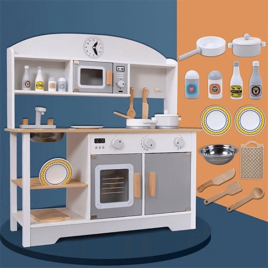 Wooden Children's Kitchen with Cooking Utensils product thumbnail 12