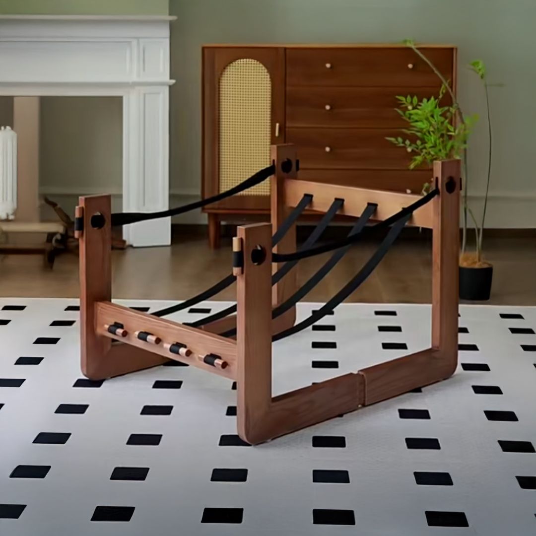 كرسي جلد مريح بإطار خشبي فاخر - 9