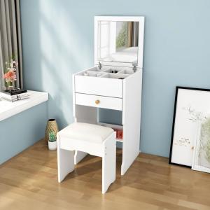 طاولة تسريح مع مرآة ومقعد مبطن - 3