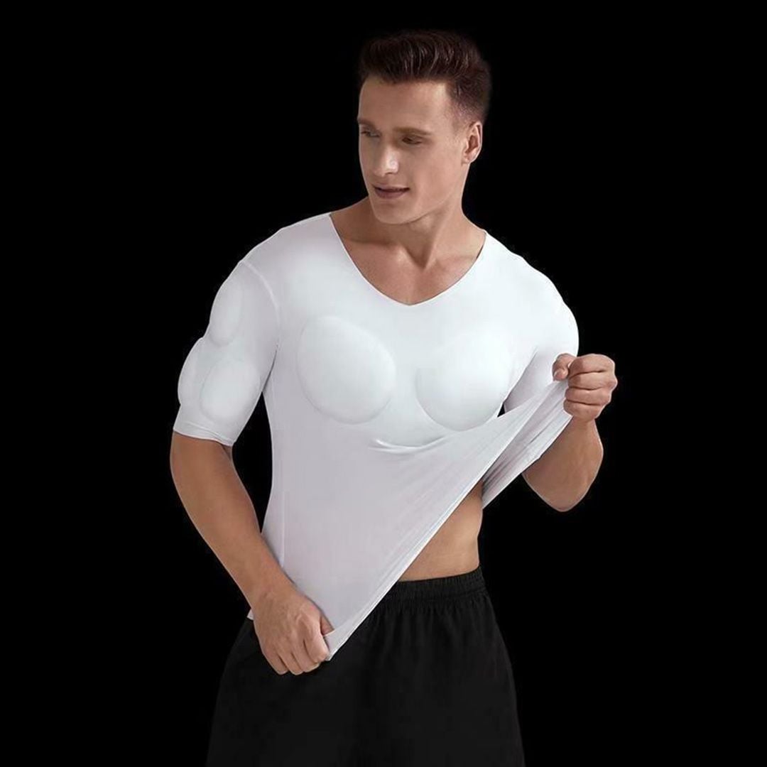 بلوزة بعضلات وهمية للرجال نصف كم - 1