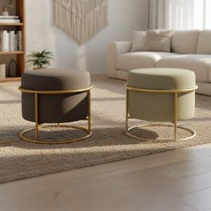 بوف بتصميم دائري و قاعدة معدنية ذهبية - 5