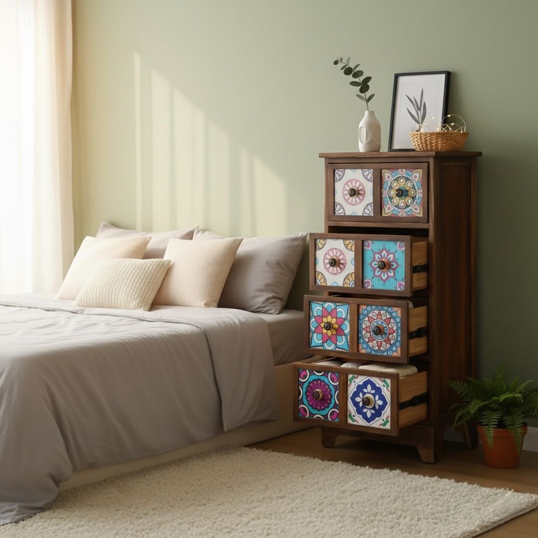 خزانة جانبية خشبية بتصميم فسيفسائي - 2
