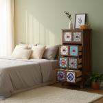 خزانة جانبية خشبية بتصميم فسيفسائي - 2